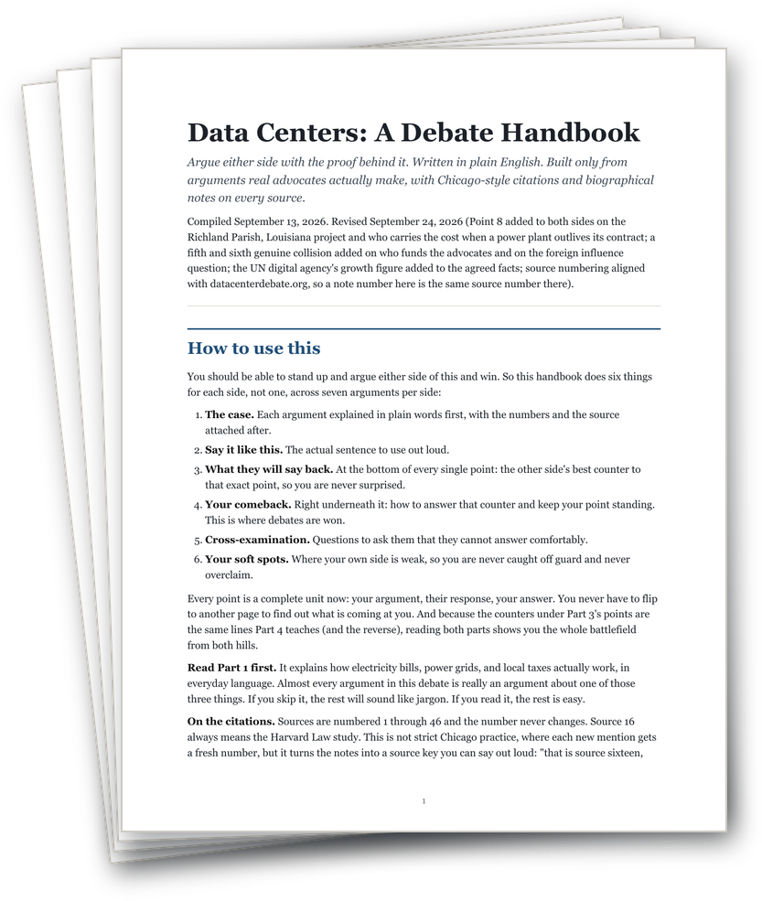The handbook, a stack of its printed pages with the cover on top